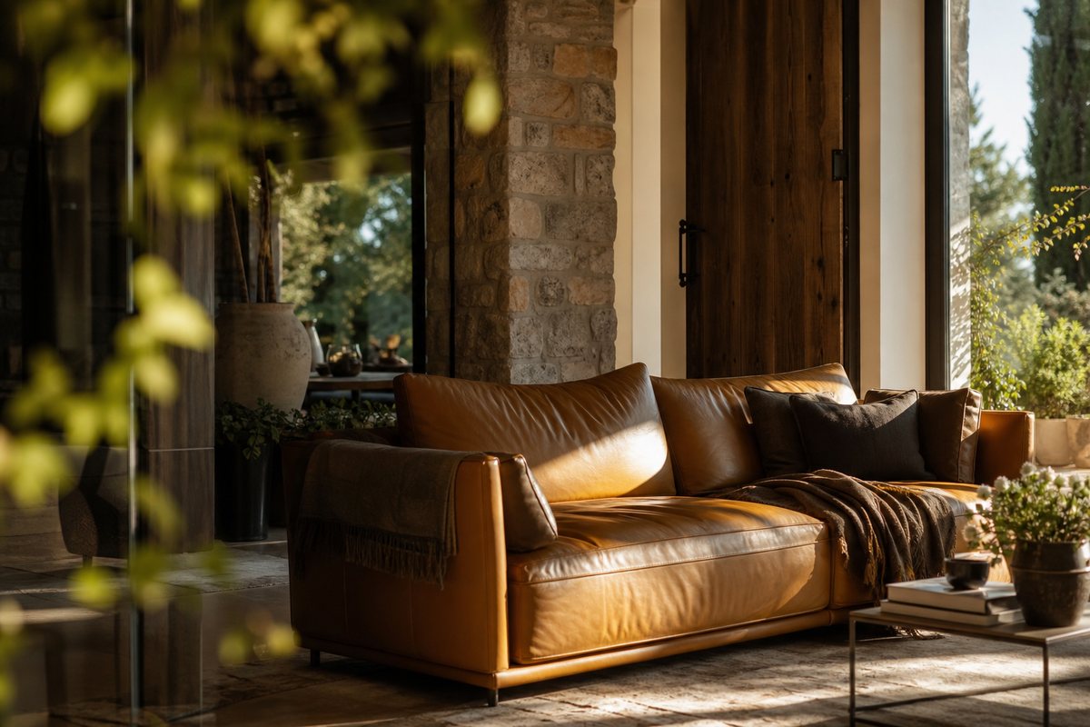 Réalisation de canapé en cuir italien design