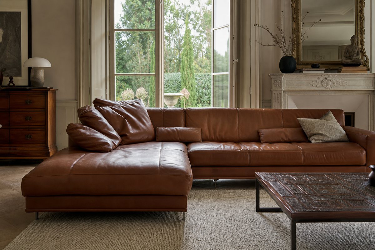 Réalisation de canapé en cuir italien design