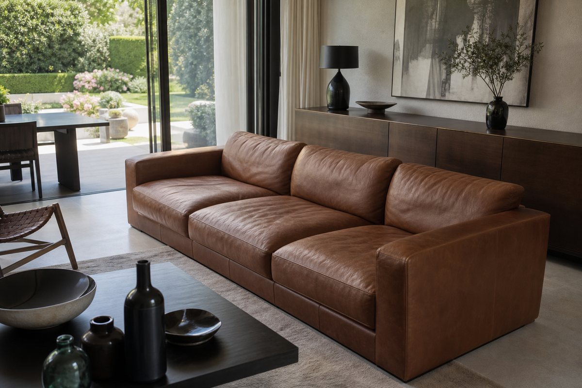 Réalisation de canapé en cuir italien design